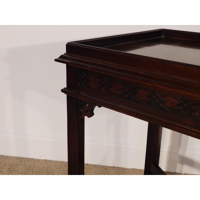 Vintage Pennsylvania House Dark Mahogany Chinese Chippendale Tea Table For Sale - Image 9 of 12