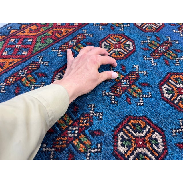 Extra-Long Teal Blue Tribal Wool Runner Rug With Geometric Medallions, 2'8" X 16' For Sale - Image 11 of 14