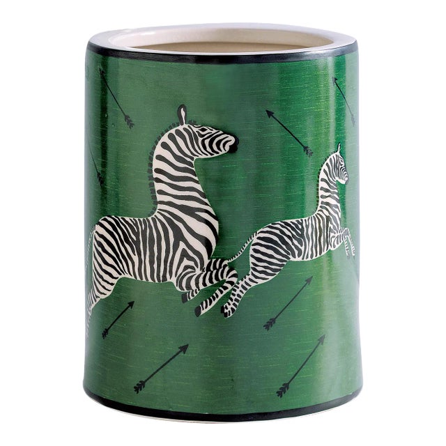 Scalamandre Maison by Port 68 Zebra Green Ice Bucket For Sale