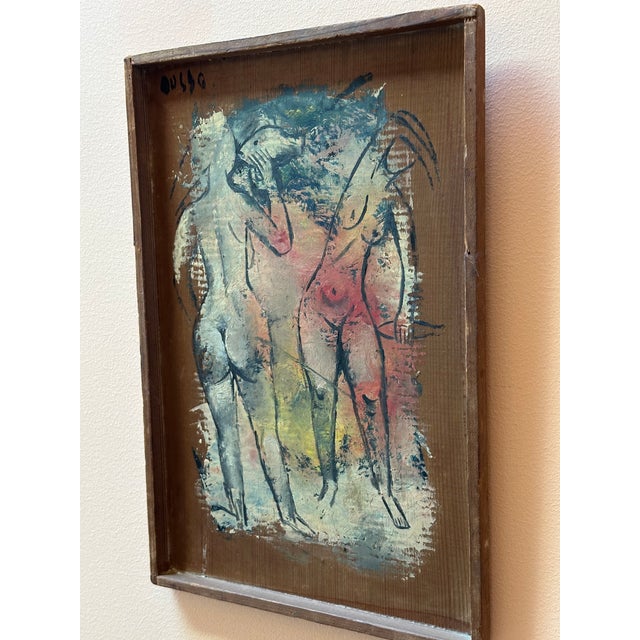 Mid 20th Century Mid-Century Modern California Modernist Figural Painting by Leon d'Usseau (Dusso) For Sale In Boston - Image 6 of 12