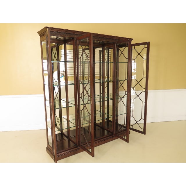 Henredon Large 4 Door Mahogany Lighted Curio Chairish