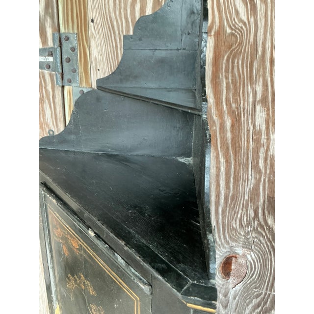 Black Vintage Asian Chinoiserie Floating Corner Cabinet For Sale - Image 8 of 12