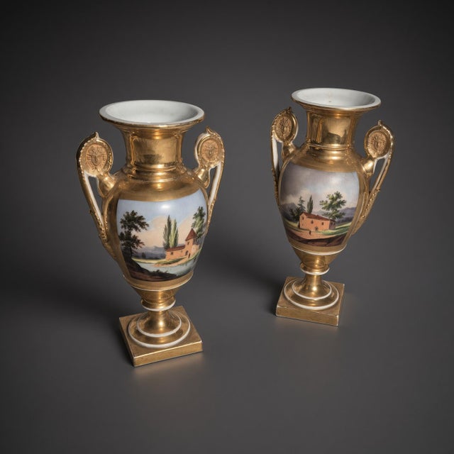 French Empire Porcelain Vases, Set of 2 For Sale - Image 4 of 11