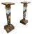 Hand-Painted Porcelain Pedestal With Marble Top & Bronze Accents For Sale