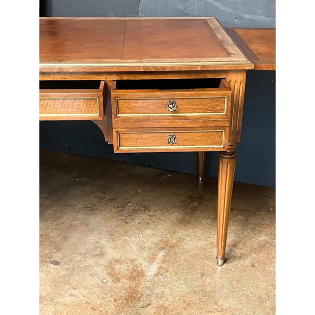 Louis XVI Style Writing Table or Desk With Leather Top From France For Sale In Austin - Image 6 of 14