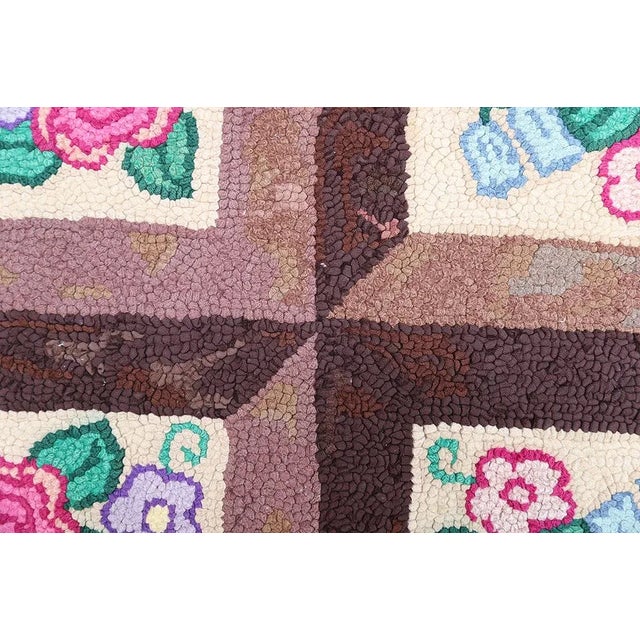 3'x5' Vintage American Hooked Rug | Brown & Colorful American Hook Area Rug For Sale - Image 11 of 11