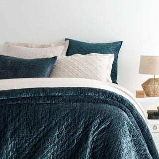 Pine Cone Hill by Annie Selke Matte Velvet Juniper Quilt, Full/Queen For Sale