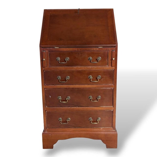 Vintage Yew Wood Compact Bureau with Drawers For Sale - Image 4 of 10