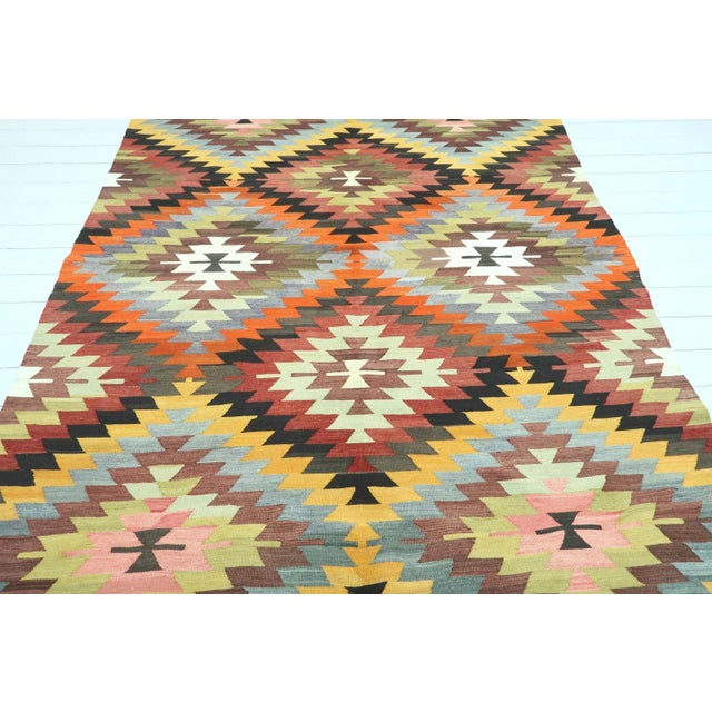 Mustard Vintage Turkish Antalya Classic Kilim Rug For Sale - Image 8 of 13
