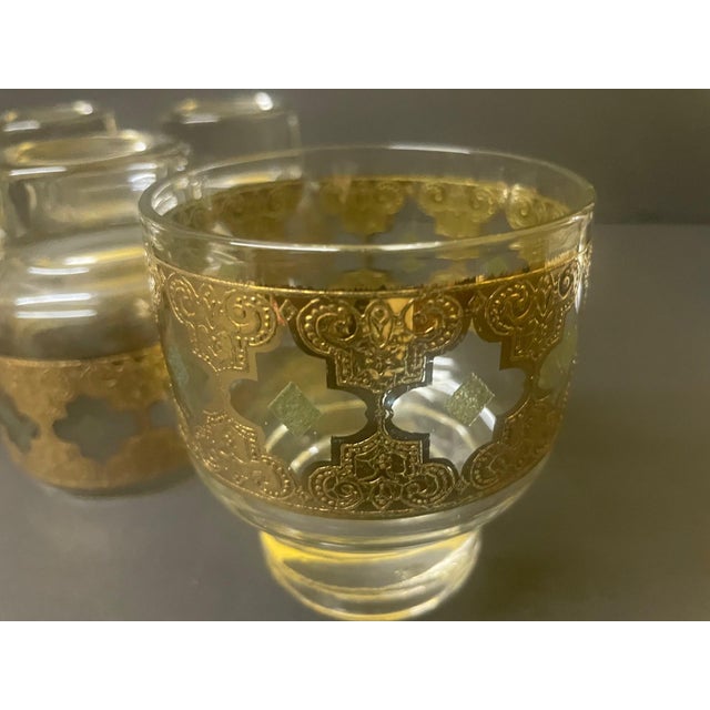 Mid-Century Modern Culver Ltd. 22k Gold Valencia Footed Barware - Set of 7 For Sale In Boston - Image 6 of 9