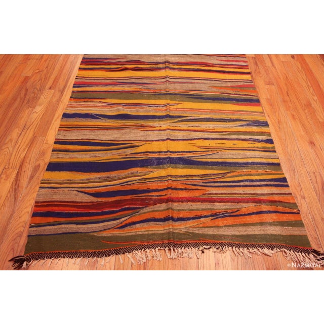 Impressive Hallway Size Artistic Vintage Moroccan Colorful Kilim Rug, Country of origin: Morocco, Circa date: Vintage