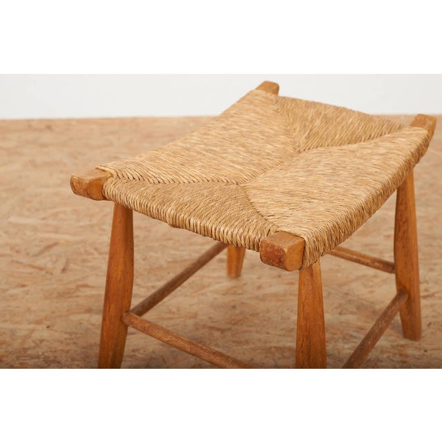 Brown Ticino Stool in Wood with Wickerwork Seat For Sale - Image 8 of 11