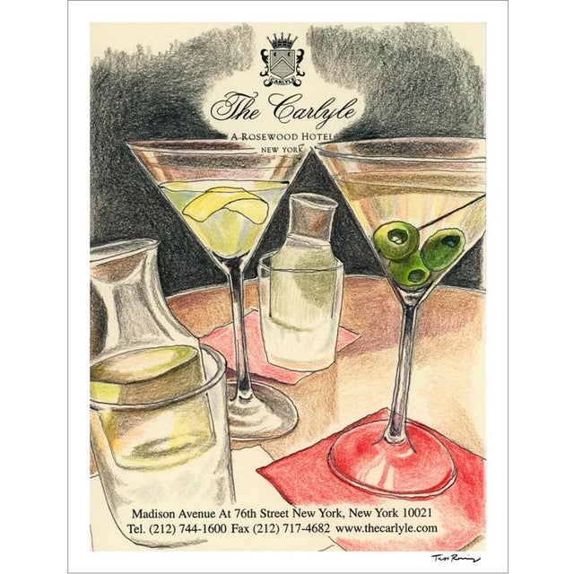 Premium Giclee Print of the original drawing, 'Sidecar at Bemelmans,' by Tess Ramirez. Originally sketched with colored...