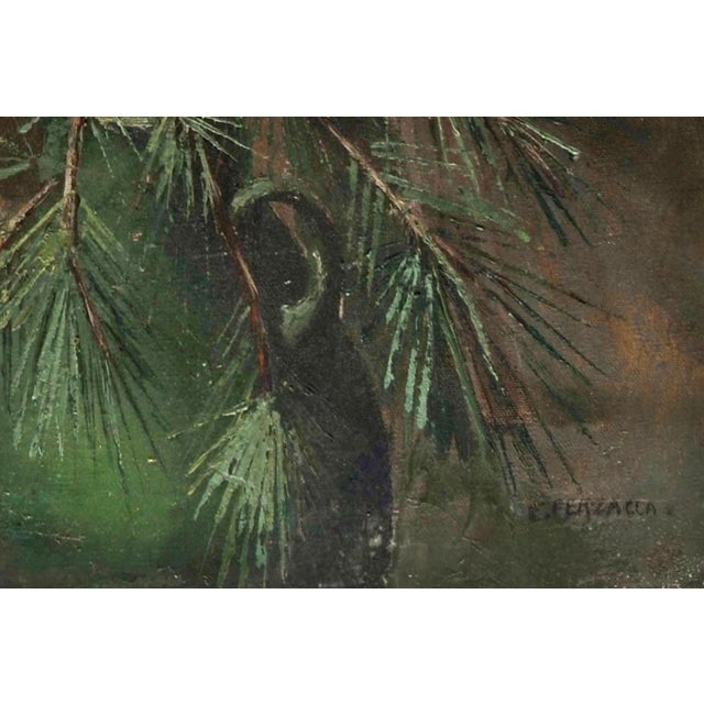This charming original oil on canvas still life entitled,"Still Life with Rustic Chair", was painted in the 1940's by PAFA...