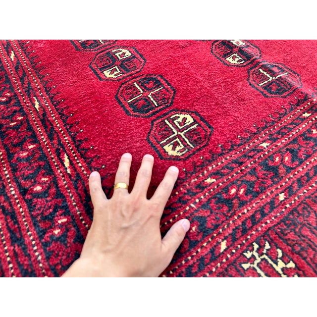 Textile Red Bokhara Hand-Knotted Wool Rug - 7'3" X 5'4" For Sale - Image 7 of 11
