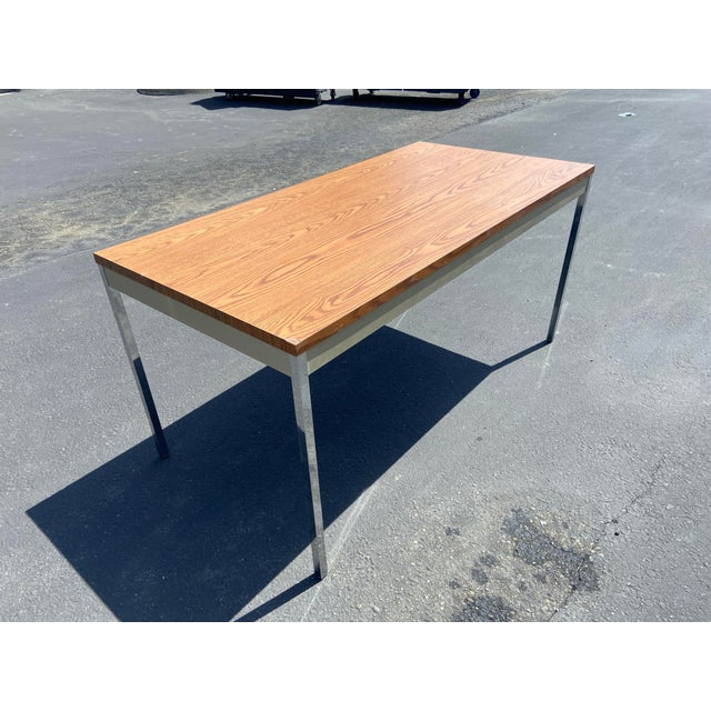 Mid-Century Modern Attributed Steelcase Minimalist Vintage Mid Century Modern Metal Retro Tanker Utility Table For Sale - Image 3 of 12