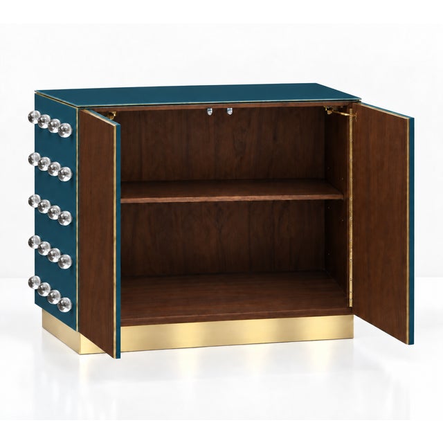 Petrol Blue Murano Glass 90-Sphere Cabinet on Brass Plinth from Justfurnituress SRL For Sale - Image 4 of 9