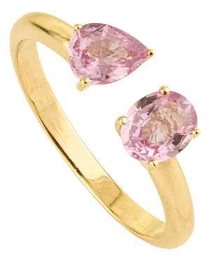 1.16ct Pink Sapphire Toi Et Moi Open Ring Size 6.5 in 14k Gold