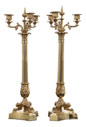 Pair of Decorative Crafts Brass French Empire Candleabras