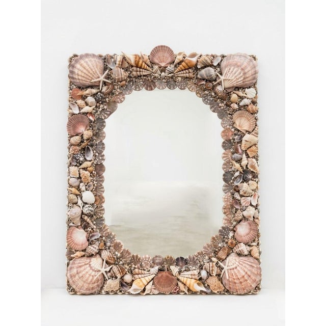 2000 - 2009 Vintage Handcrafted Coastal Seashell & Starfish Wall Mirror For Sale - Image 5 of 12