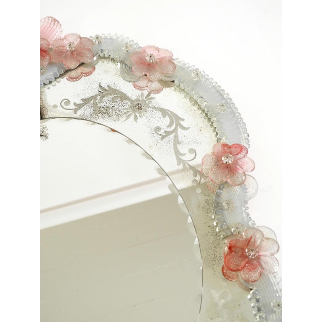 Mid-Century Modern Italian Wall Mirror with Murano Glass Frame and Blossoms, 1960s For Sale - Image 13 of 18