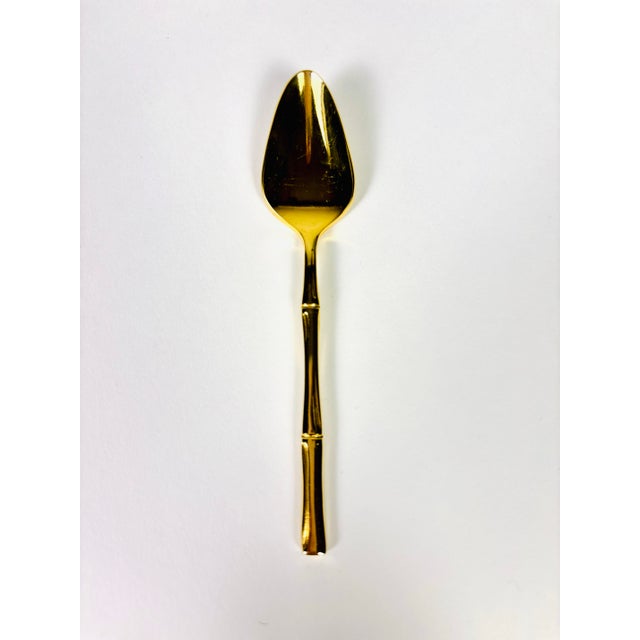 Mid 20th Century Supreme Cutlery Gold-Plated “Bamboo Motif” Demitasse Spoons in Original Presentation Case – Set of 6 For Sale - Image 4 of 9