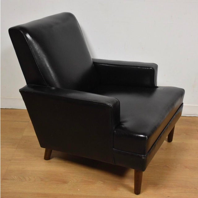 MidCentury Modern Black Leather Lounge Chair Chairish