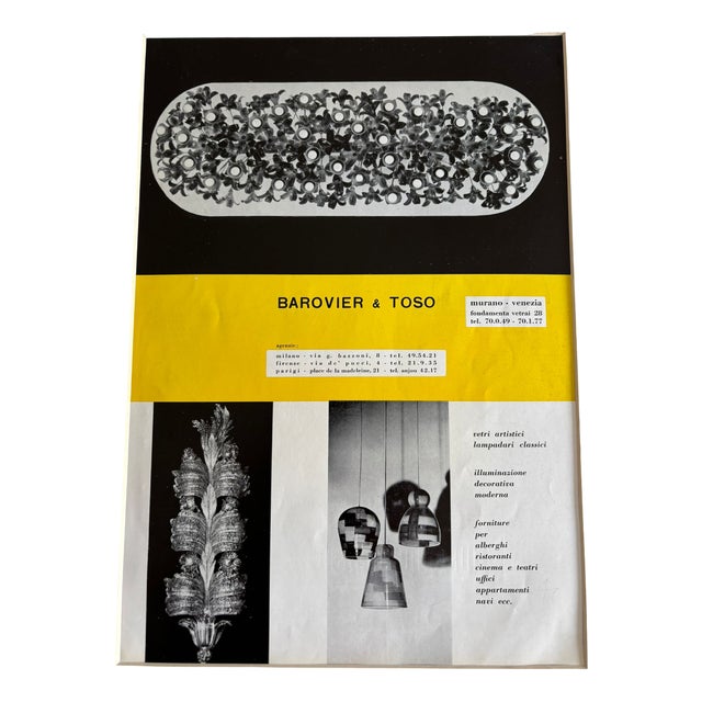 Original Barovier and Toso Advertising Print for Murano Glass, Italy, 1956 For Sale