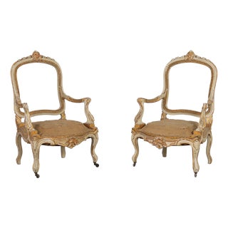 French Louis XV Armchairs in Carved Wood, Set of 2 For Sale