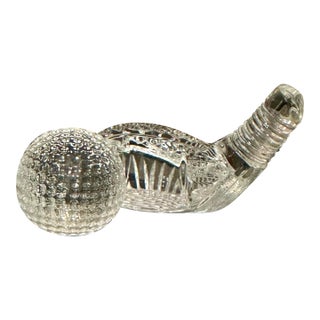 Waterford Crystal Golf Club & Ball Desk Accessories With First Edition Legendary Golf Clubhouses For Sale