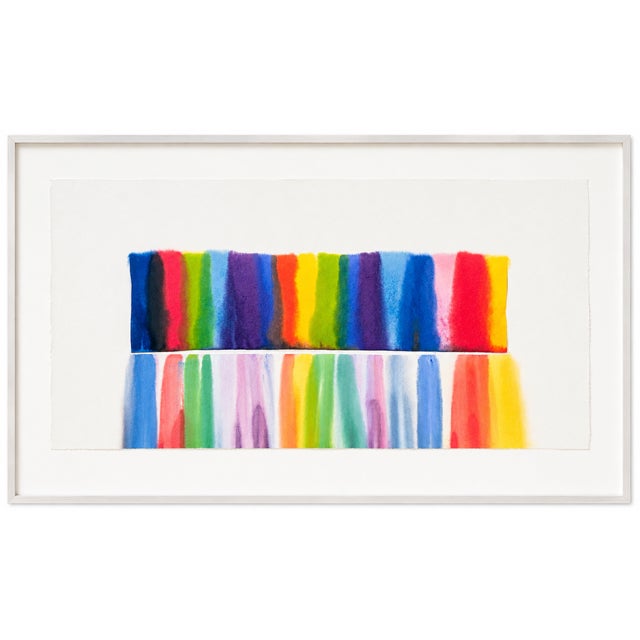 1970s Original Signed 47" Tom Graboski "Long Patch Rainbow" Watercolor Paper Sculpture, Framed For Sale