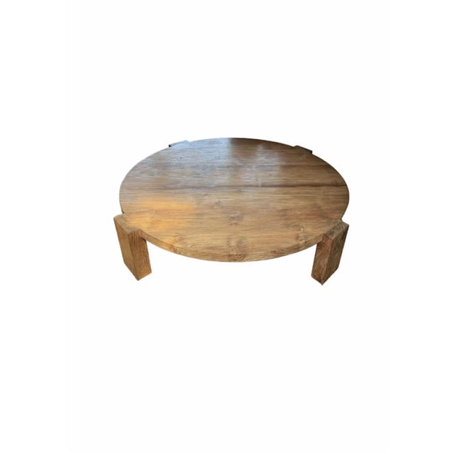 Sculptural Teak Wood Round Table, Expressive Natural Grain, Modern Organic For Sale - Image 4 of 9