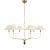 Amber Lewis for Visual Comfort Signature Griffin Grande Tail Chandelier in Hand-Rubbed Antique Brass and Saddle Leather with Linen Shades For Sale