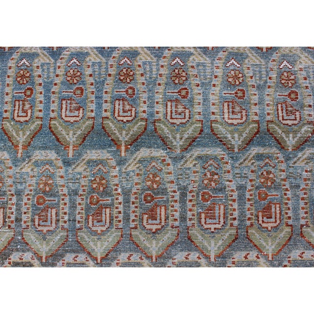 Red All-Over Paisley Pattern Antique Persian Malayer Rug in Blue and Red Blue and Red 4'3"x6'4" For Sale - Image 8 of 9
