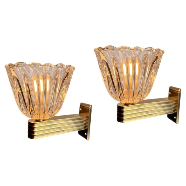Murano Glass Wall Lamps attributed to Ercole Barovier, Italy, 1990s, Set of 2 For Sale - Image 10 of 10