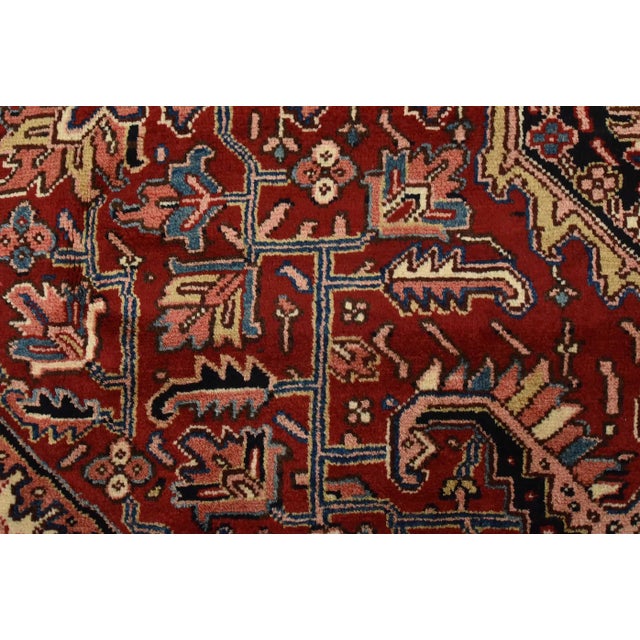 Vintage Tribal Rug 7’8” X 11’4” Red Wool Hand-Knotted Oriental Carpet For Sale - Image 10 of 14