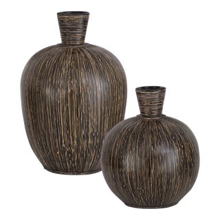 Islander Black Vases S/2 For Sale