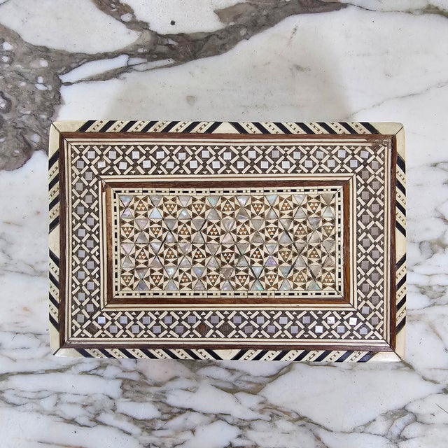 Mid 20th Century Mid 20th Century Indo Persian Micro-Mosaic Inlaid Wooden Trinket Box For Sale - Image 5 of 7