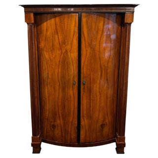 Biedermeier Armoire, Walnut Veneer, Full Columns, Austria/Vienna around 1825 For Sale
