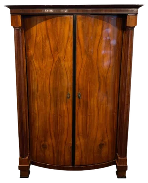 Biedermeier Armoire, Walnut Veneer, Full Columns, Austria/Vienna around 1825