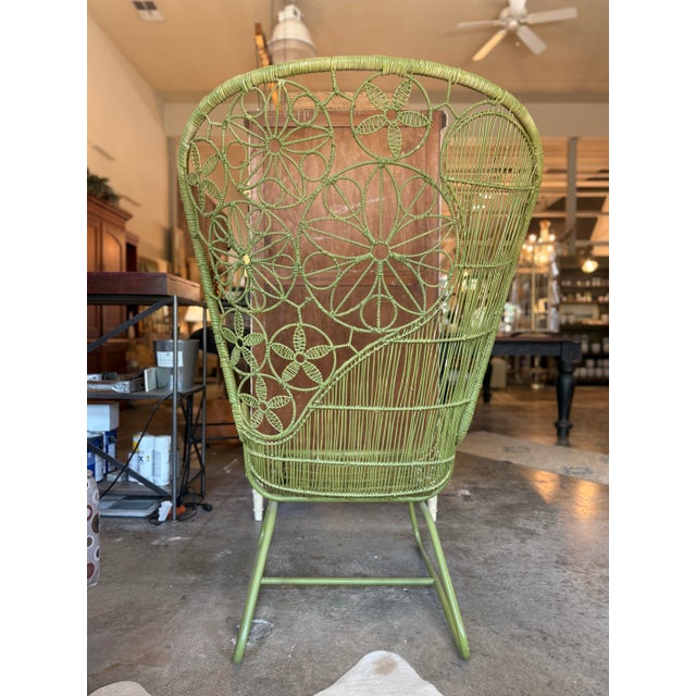 Pair of Crinoline Vintage Floral Lattice Peacock Chairs For Sale - Image 9 of 11