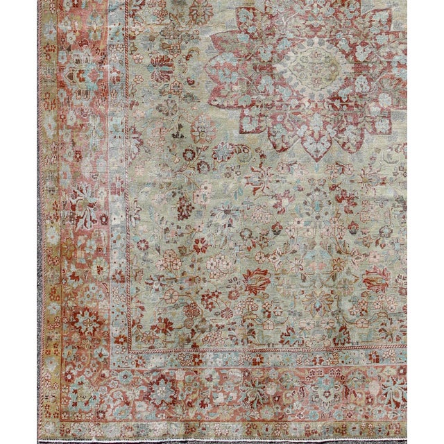 Traditional Antique Persian Sultanabad Rug With Central Rosette Medallion and Soft Red 10'5 X 13'10 For Sale - Image 3 of 10
