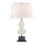 Thomas O'Brien for Visual Comfort Signature Dani Medium Table Lamp in Alabaster & Black Marble with Linen Shades For Sale