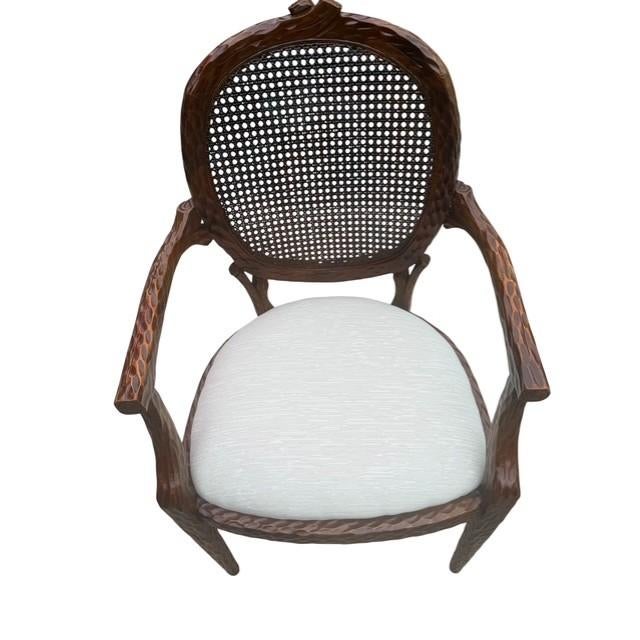 French 1970s Restored French Provincial Cane Back Armchairs – Pair For Sale - Image 3 of 18