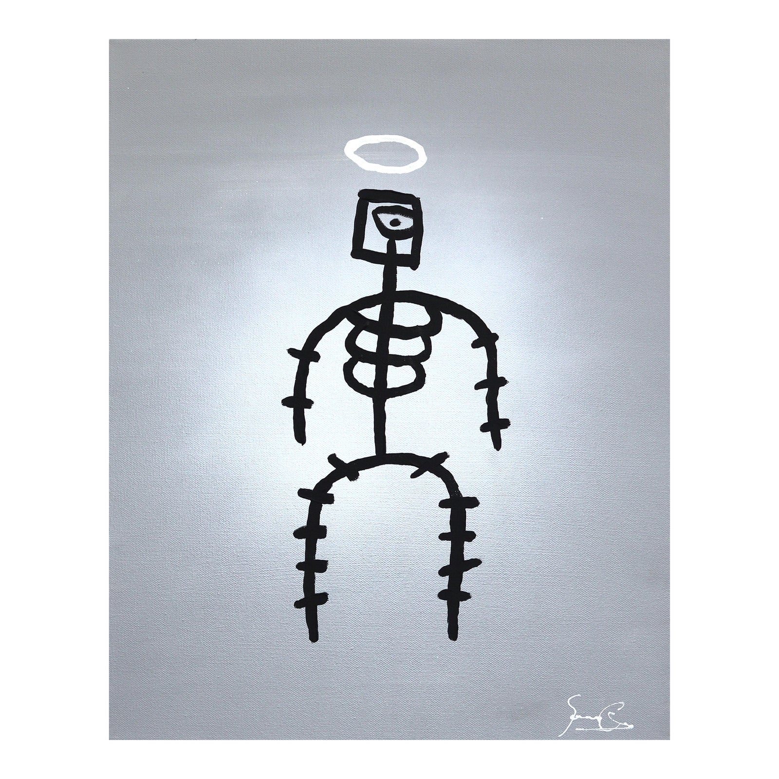 Halo Stickman - Quirky Abstract Modern Figurative Mixed Media Original ...