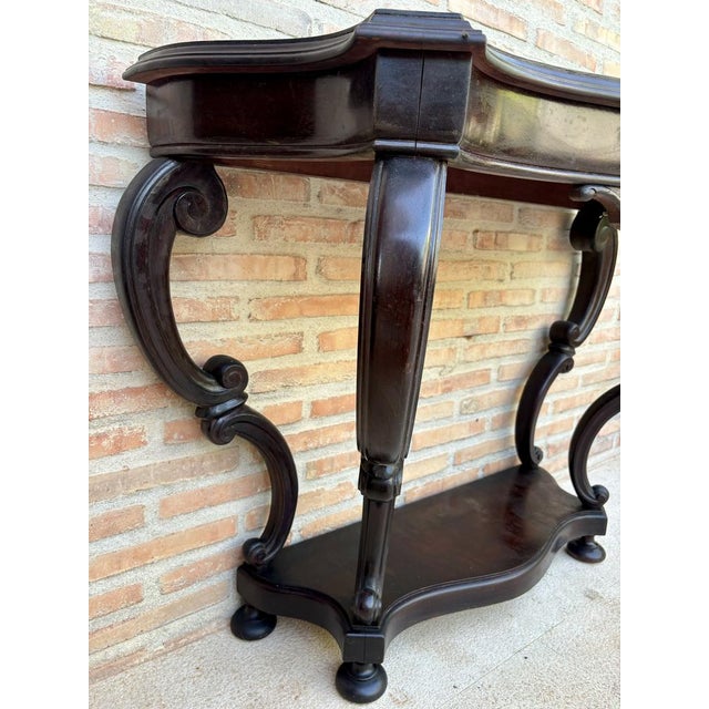 French Regency Console Table in Carved Walnut For Sale - Image 6 of 7