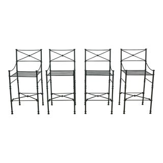 Set of 4 Iron Modern Design Decorator Counter Chairs For Sale