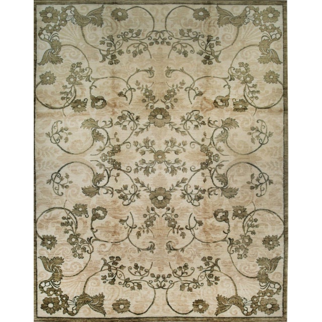 2020s 10x14 Elena Ophelia Ivory Traditional Floral Hand Knotted Afghan Wool Carpet Rug For Sale - Image 5 of 6