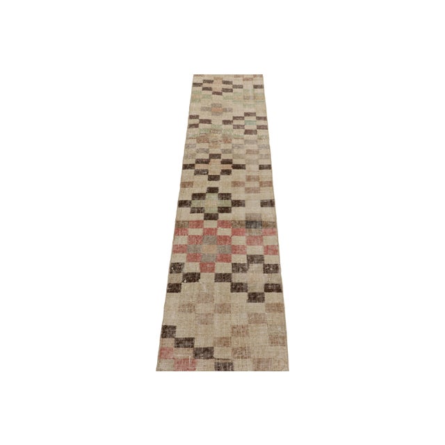 1960s Vintage Zeki Müren Runner With Polychromatic Geometric Patterns From Rug & Kilim For Sale - Image 5 of 8