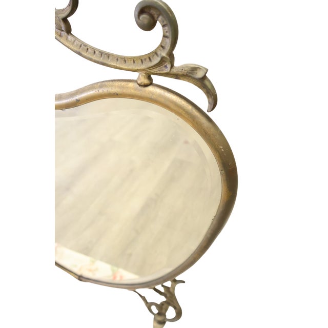 Antique French Rococo Gilt Brass Beveled Table Mirror & Fireplace Screen, C. 1890 For Sale - Image 4 of 7